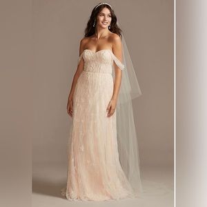 Melissa Sweet Floral Beaded Wedding Dress with Removable Sleeves